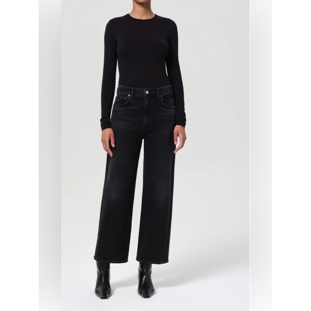 Agolde Ren High Rise Wide Leg Jeans in Hush Black Size 26